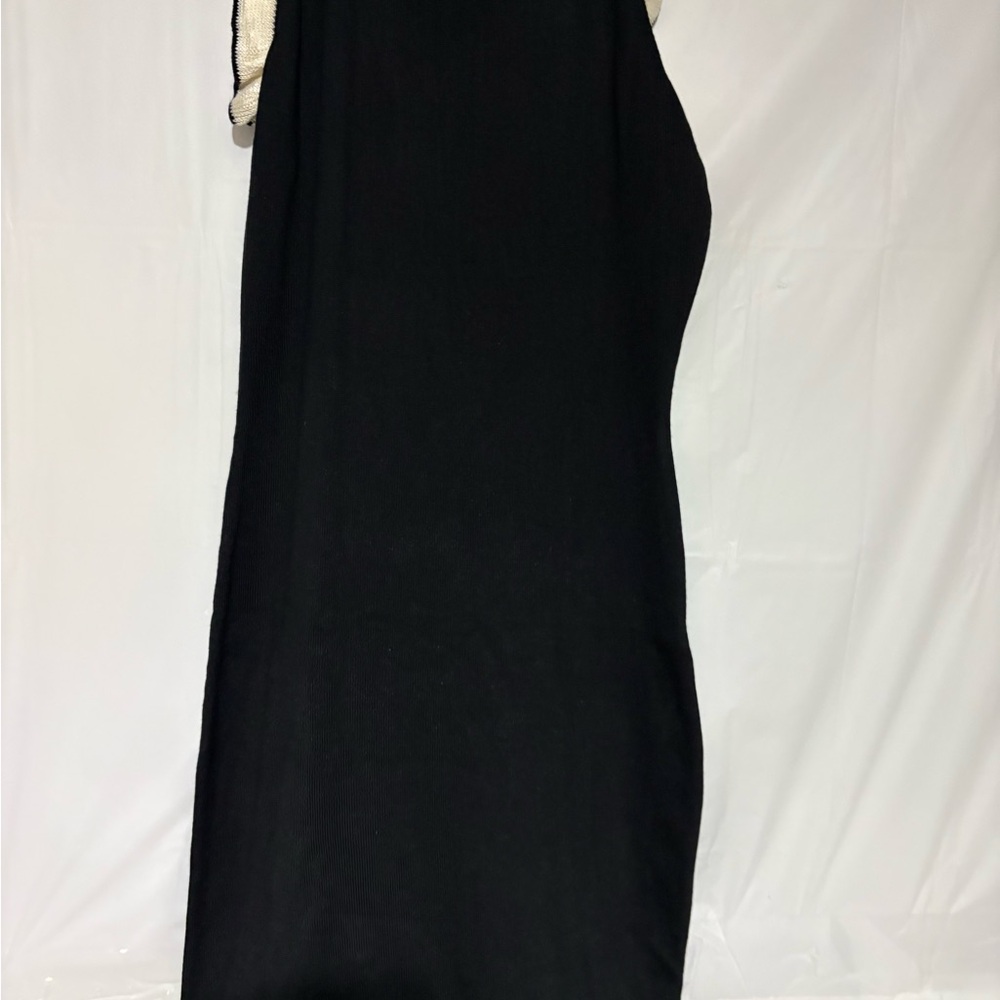 Cupshe Black Maxi Swim Coverup with Cream Ruffle Accents - Picture 3 of 11